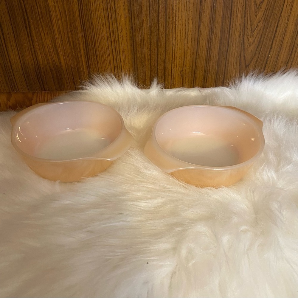 Anchor Hocking fire king peach luster ovenware 472 round baking dish - set of 2